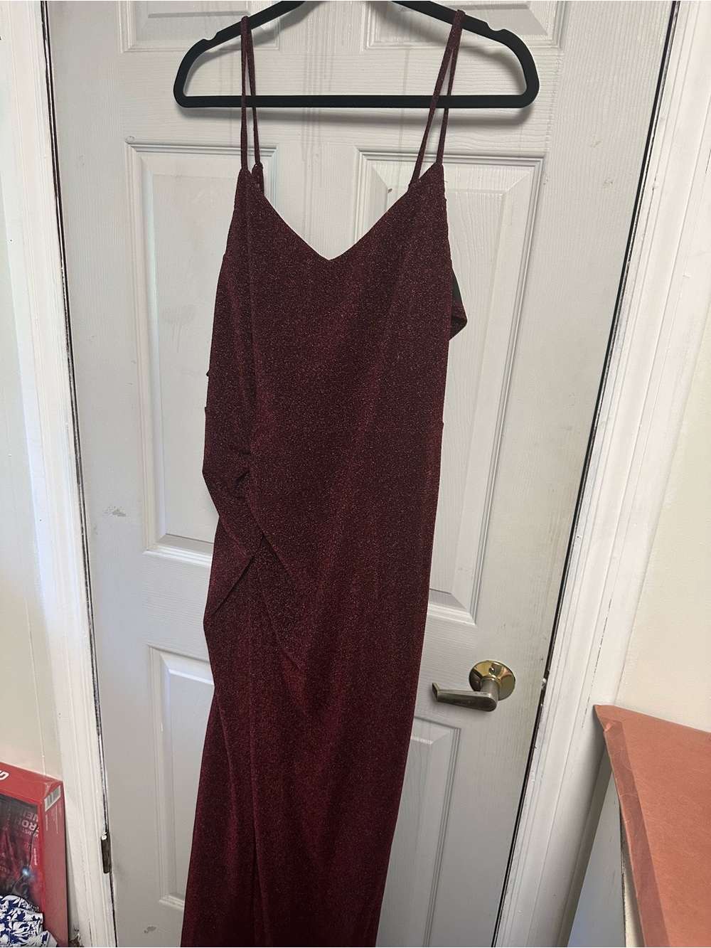 Amazon Women's Shimmery Burgundy Slip Midi Dress